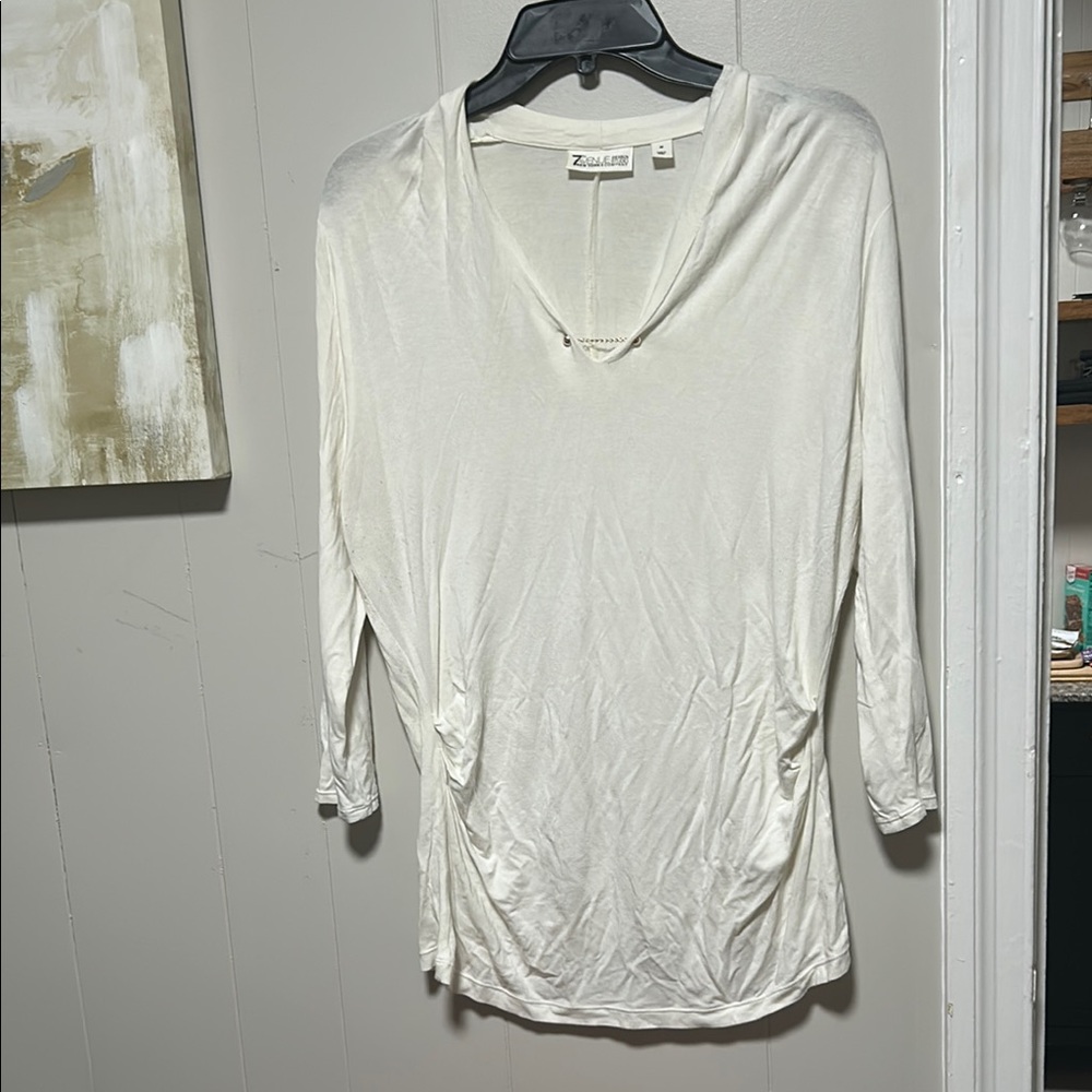 Elegant Cream V-Neck Blouse